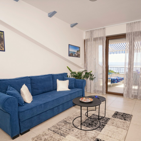 Living room, Apartments Riviera blue, Apartments Riviera Blue with private Jacuzzis, Oprić, Kvarner, Croatia Oprič